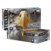 DIAMOND GRIP NITRILE GLOVES STELLER BLACK MEDIUM